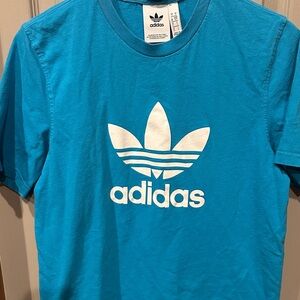Adidas Vibrant Blue Tee with White Trefoil